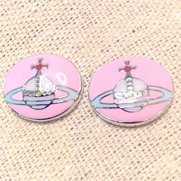 silver pink enamel 2 in one stud or drop earrings - Picture 4 of 9